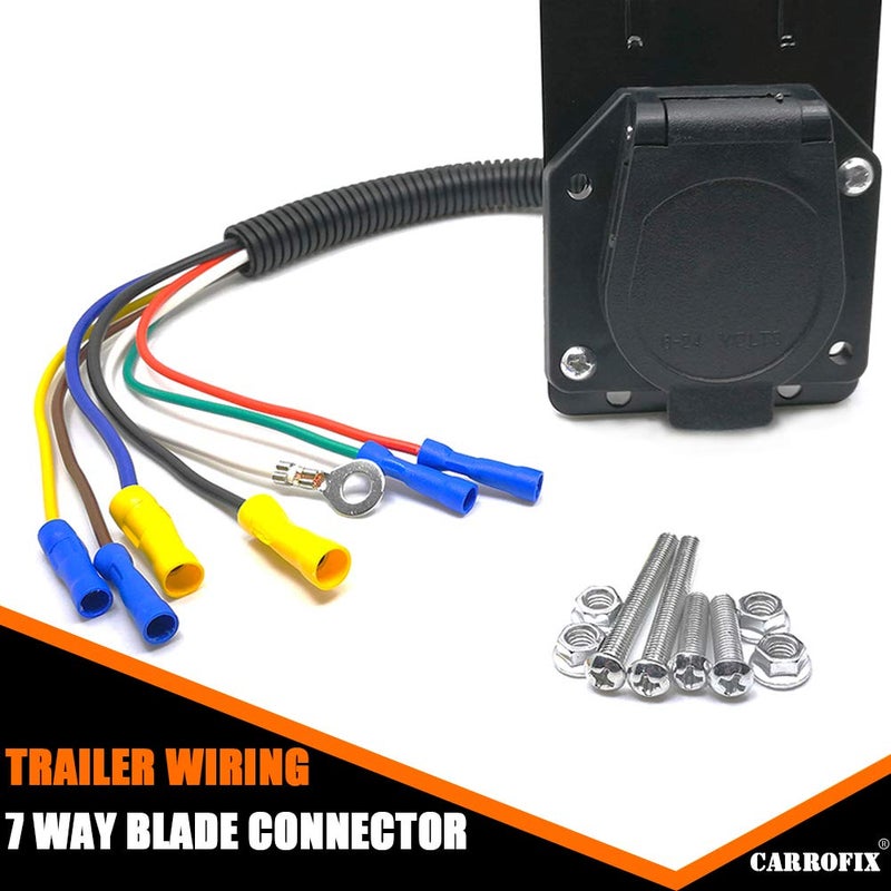 CARROFIX Truck 7 Way Connector RV Blade 7 Pin Trailer Wiring Socket Adapter Electrical 7 Wire Tow Harness with Mounting Bracket - Image 5